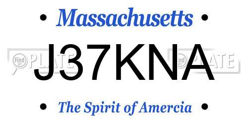 J37KNA Massachusetts License Plate