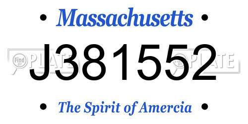 J381552 Massachusetts License Plate