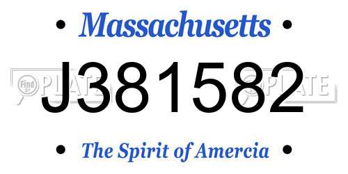 J381582 Massachusetts License Plate