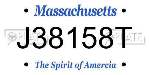 J38158T Massachusetts License Plate