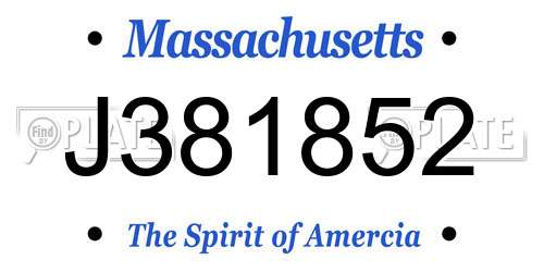 J381852 Massachusetts License Plate