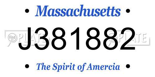 J381882 Massachusetts License Plate