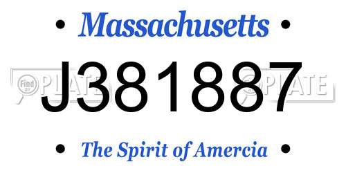 J381887 Massachusetts License Plate