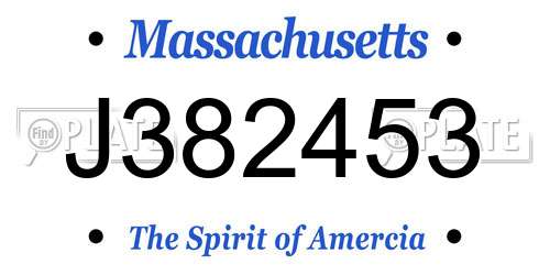 J382453 Massachusetts License Plate