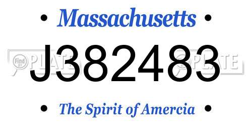J382483 Massachusetts License Plate