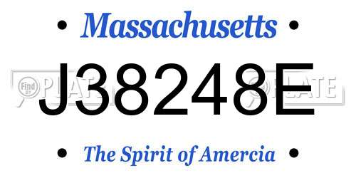 J38248E Massachusetts License Plate