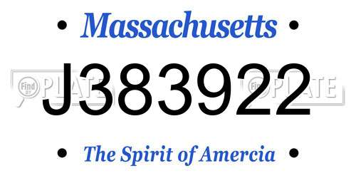 J383922 Massachusetts License Plate