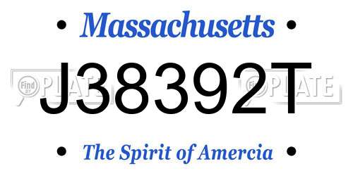 J38392T Massachusetts License Plate
