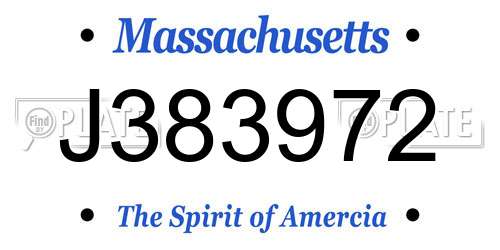 J383972 Massachusetts License Plate