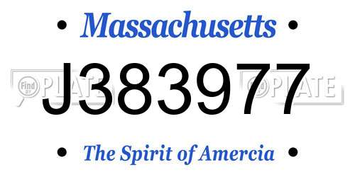 J383977 Massachusetts License Plate