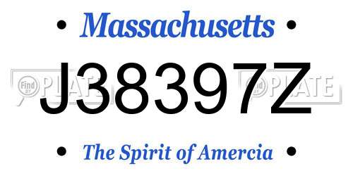 J38397Z Massachusetts License Plate
