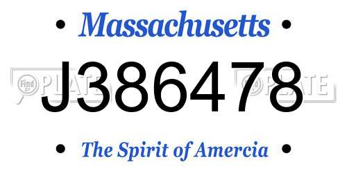 J386478 Massachusetts License Plate