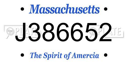 J386652 Massachusetts License Plate