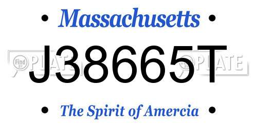 J38665T Massachusetts License Plate
