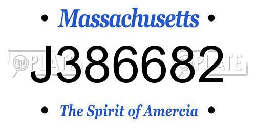 J386682 Massachusetts License Plate
