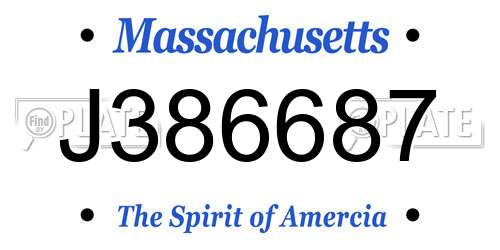 J386687 Massachusetts License Plate