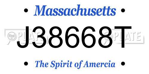 J38668T Massachusetts License Plate
