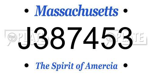 J387453 Massachusetts License Plate