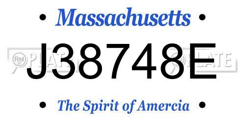 J38748E Massachusetts License Plate
