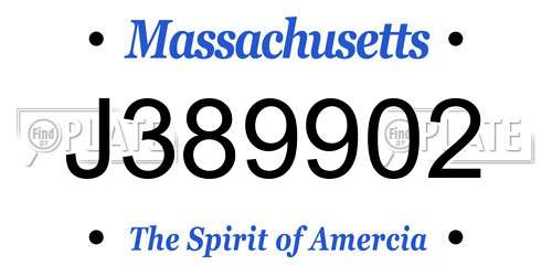 J389902 Massachusetts License Plate