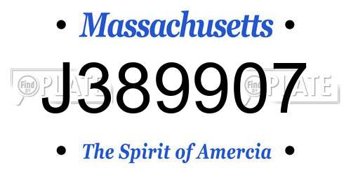 J389907 Massachusetts License Plate