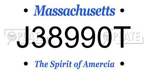 J38990T Massachusetts License Plate