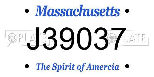 J39037 Massachusetts License Plate