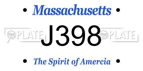 J398 Massachusetts License Plate