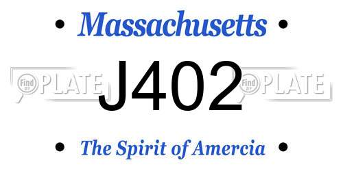 J402 Massachusetts License Plate