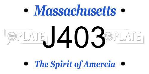 J403 Massachusetts License Plate