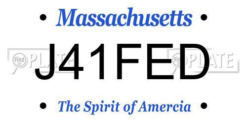 J41FED Massachusetts License Plate