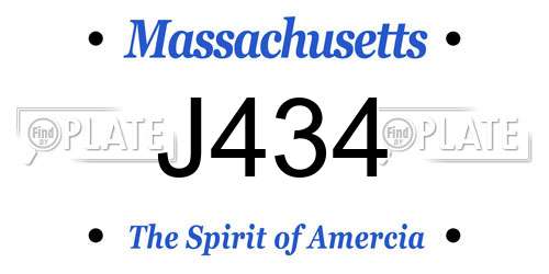 J434 Massachusetts License Plate