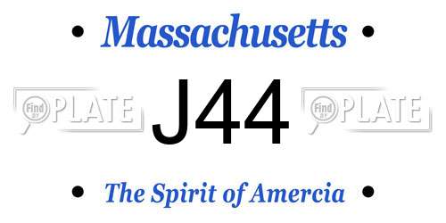 J44 Massachusetts License Plate