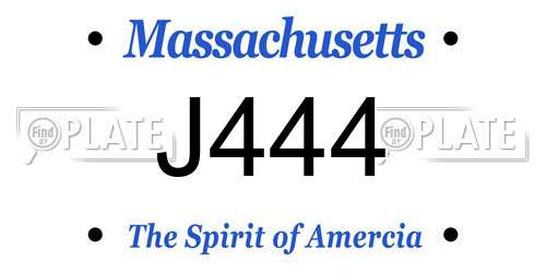J444 Massachusetts License Plate