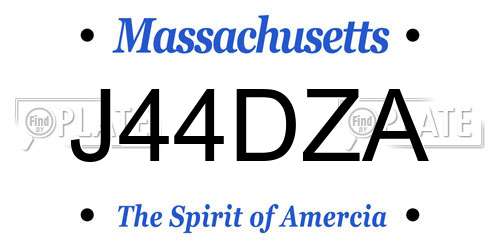J44DZA Massachusetts License Plate