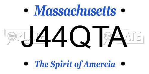 J44QTA Massachusetts License Plate