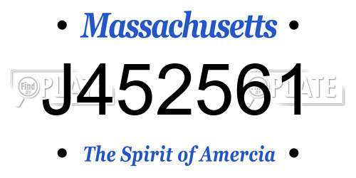 J452561 Massachusetts License Plate