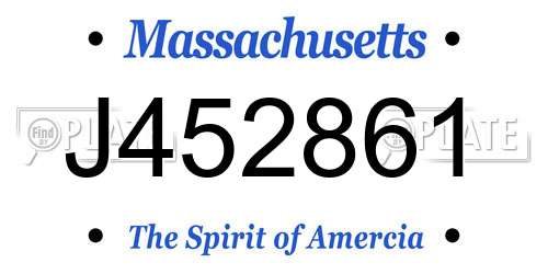 J452861 Massachusetts License Plate