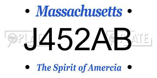 J452AB Massachusetts License Plate