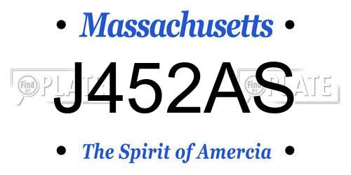 J452AS Massachusetts License Plate