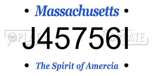 J45756I Massachusetts License Plate