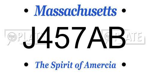 J457AB Massachusetts License Plate
