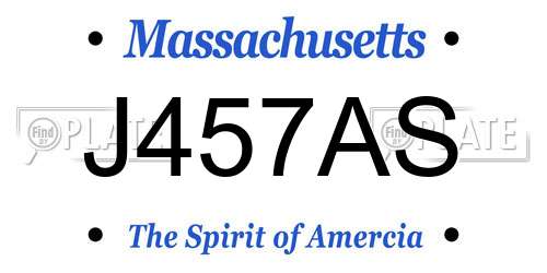 J457AS Massachusetts License Plate