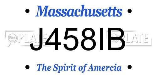 J458IB Massachusetts License Plate