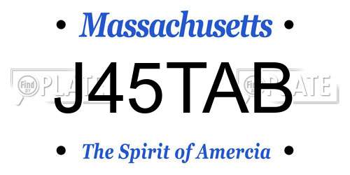 J45TAB Massachusetts License Plate