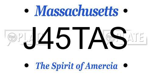 J45TAS Massachusetts License Plate