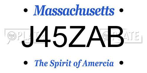 J45ZAB Massachusetts License Plate