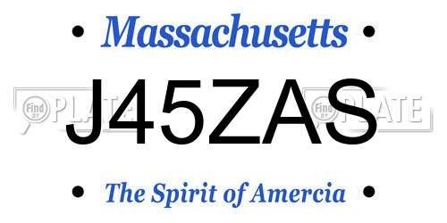 J45ZAS Massachusetts License Plate