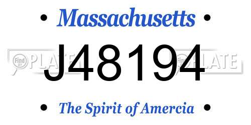 J48194 Massachusetts License Plate