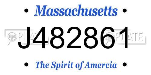 J482861 Massachusetts License Plate